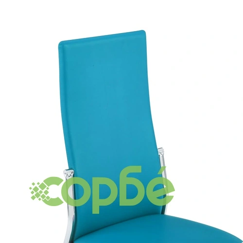 Трапезни столове 4 бр. сини от изкуствена кожа с метални крака ➤ топ цена ➤ sorbe.bg