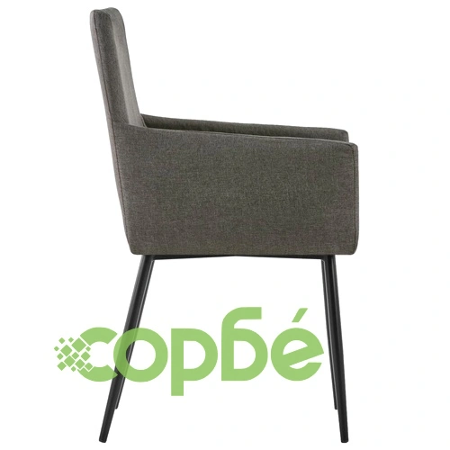 Трапезни столове с подлакътници 2 бр. в цвят Таупе с тапицерия от плат ➤ топ цена ➤ sorbe.bg