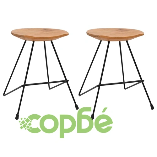 Табуретки от масивно тиково дърво, комплект 2 бр, 40x40x46 см ➤ топ цена ➤ sorbe.bg