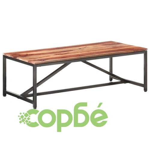 Маса за кафе 120x60x40 см от масивно дърво с метални крака ➤ топ цена ➤ sorbe.bg