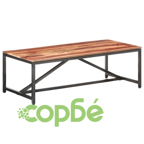 Маса за кафе 120x60x40 см от масивно дърво с метални крака ➤ топ цена ➤ sorbe.bg