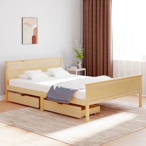 Рамка за легло от масивен бор с 2 чекмеджета, 120x200 см