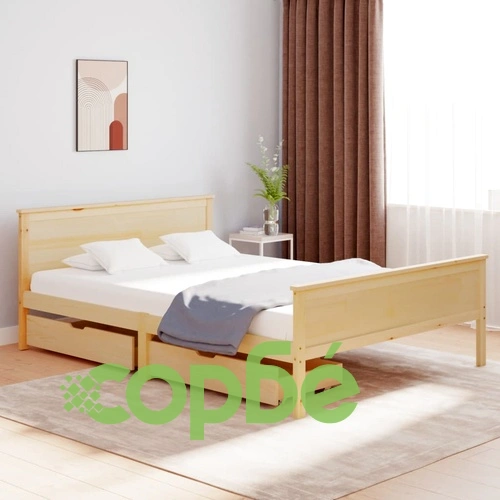 Рамка за легло от масивен бор с 2 чекмеджета, 120x200 см ➤ топ цена ➤ sorbe.bg