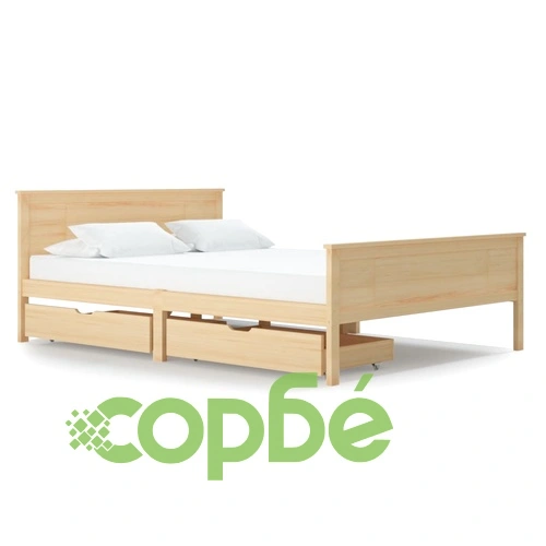 Рамка за легло от масивен бор с 2 чекмеджета, 120x200 см ➤ топ цена ➤ sorbe.bg