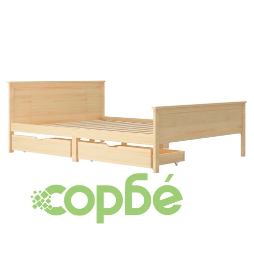 Рамка за легло от масивен бор с 2 чекмеджета, 120x200 см ➤ топ цена ➤ sorbe.bg