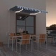 Автоматична тента с LED осветление и сензор за вятър 350x250 см - синя и бяла