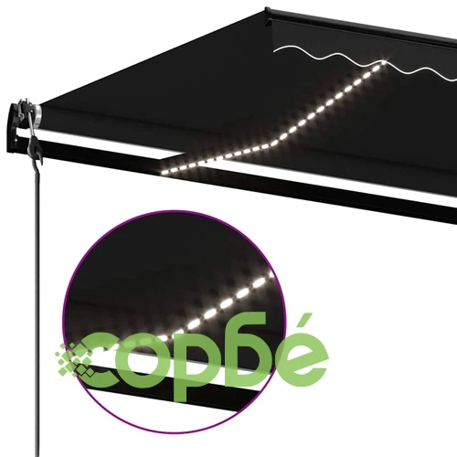 Автоматична тента с LED осветление и сензор за вятър 350x250 см, антрацит ➤ топ цена ➤ sorbe.bg