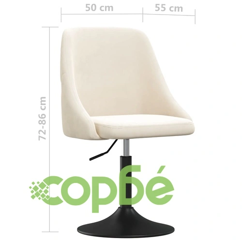 Трапезни столове, 6 бр, кремави, кадифени, с метална рамка, регулируема височина ➤ топ цена ➤ sorbe.bg