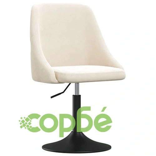 Трапезни столове, 6 бр, кремави, кадифени, с метална рамка, регулируема височина ➤ топ цена ➤ sorbe.bg