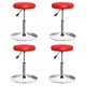 Трапезни столове, 4 бр, червени, изкуствена кожа, въртящи се, с регулируема височина