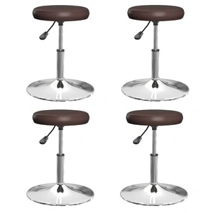 Трапезни столове, 4 бр, кафяви, изкуствена кожа, въртящи се, с хромирана стоманена рамка