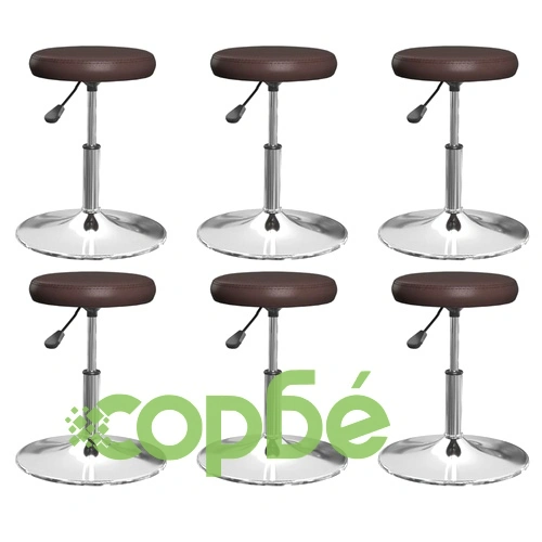 Трапезни столове, 6 бр, кафяви, изкуствена кожа, въртящи се, с регулируема височина ➤ топ цена ➤ sorbe.bg