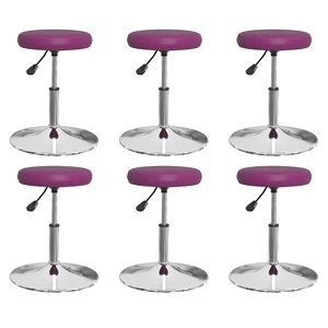 Трапезни столове, 6 бр, лилави, от изкуствена кожа с хромирана стоманена рамка
