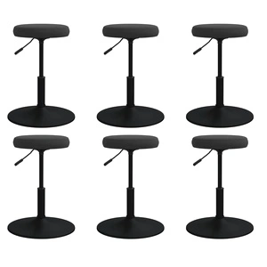 Трапезни столове, 6 бр, черни, кадифени с регулируема височина и въртящ механизъм