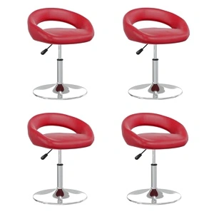 Въртящи се трапезни столове 4 бр виненочервени изкуствена кожа с газов механизъм