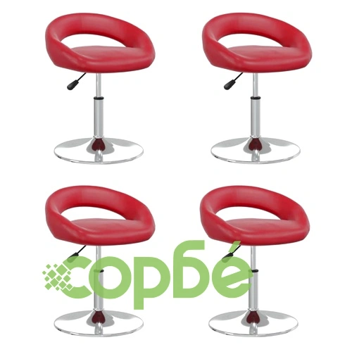 Въртящи се трапезни столове 4 бр виненочервени изкуствена кожа с газов механизъм ➤ топ цена ➤ sorbe.bg