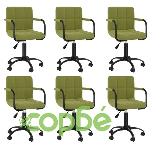 Въртящи се трапезни столове от кадифе, 6 бр, светлозелени, 40 x 47 x (76-87,5) см ➤ топ цена ➤ sorbe.bg