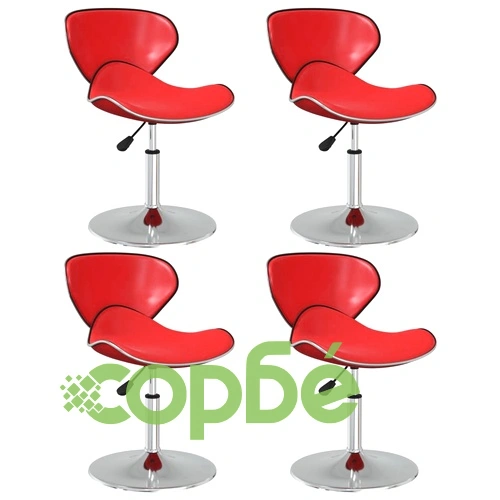 Трапезни столове, 4 бр, червени, въртящи се, от изкуствена кожа с регулируема височина ➤ топ цена ➤ sorbe.bg