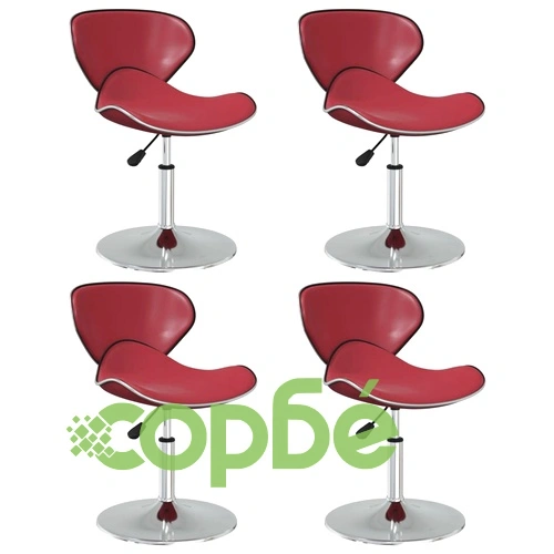 Трапезни столове, 4 бр, виненочервени, изкуствена кожа, въртящи се, с регулируема височина ➤ топ цена ➤ sorbe.bg