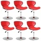Трапезни столове, 6 бр, червени, въртящи се, от изкуствена кожа, с регулируема височина