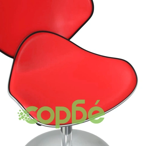 Трапезни столове, 6 бр, червени, въртящи се, от изкуствена кожа, с регулируема височина ➤ топ цена ➤ sorbe.bg