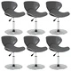 Трапезни столове, комплект 6 бр., сиви, изкуствена кожа, въртящи се, регулируема височина