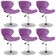 Трапезни столове, 6 бр, лилави, въртящи се, с регулируема височина, изкуствена кожа