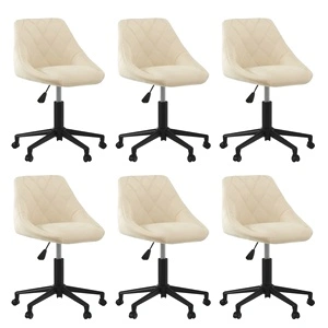 Въртящи се трапезни столове от кадифе, 6 бр, кремави, регулируема височина, 46 x 44 x (67,5-79) см
