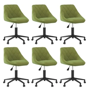 Въртящи се трапезни столове от кадифе, 6 бр, светлозелени, размер 46 x 44 x (67,5-79) см
