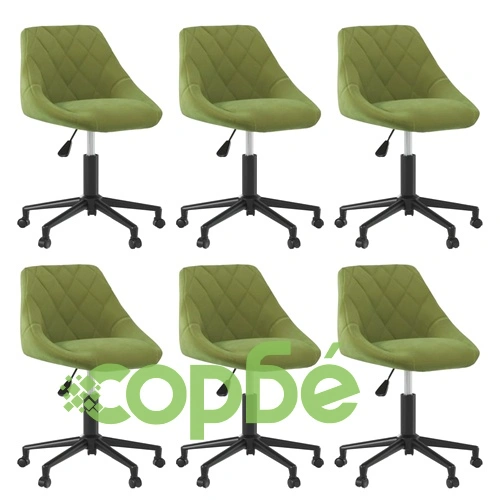 Въртящи се трапезни столове от кадифе, 6 бр, светлозелени, размер 46 x 44 x (67,5-79) см ➤ топ цена ➤ sorbe.bg