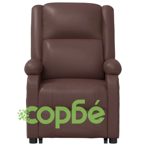 Изправящ стол с електрическо повдигане, кафяв, изкуствена кожа ➤ топ цена ➤ sorbe.bg