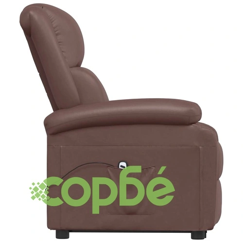 Изправящ стол с електрическо повдигане, кафяв, изкуствена кожа ➤ топ цена ➤ sorbe.bg