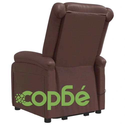 Изправящ стол с електрическо повдигане, кафяв, изкуствена кожа ➤ топ цена ➤ sorbe.bg