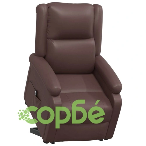 Изправящ стол с електрическо повдигане, кафяв, изкуствена кожа ➤ топ цена ➤ sorbe.bg