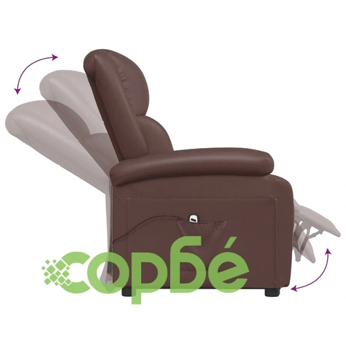 Изправящ стол с електрическо повдигане, кафяв, изкуствена кожа ➤ топ цена ➤ sorbe.bg