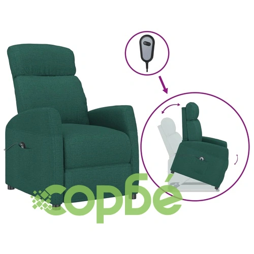 Изправящ стол с електрическо повдигане, тъмнозелен текстил, 65x97x104,5 см ➤ топ цена ➤ sorbe.bg