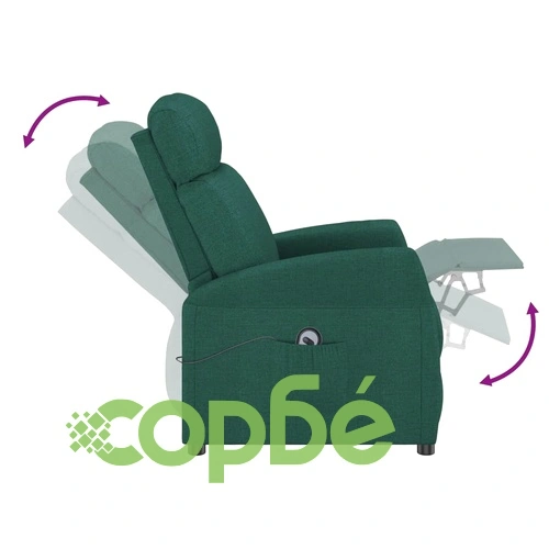 Изправящ стол с електрическо повдигане, тъмнозелен текстил, 65x97x104,5 см ➤ топ цена ➤ sorbe.bg