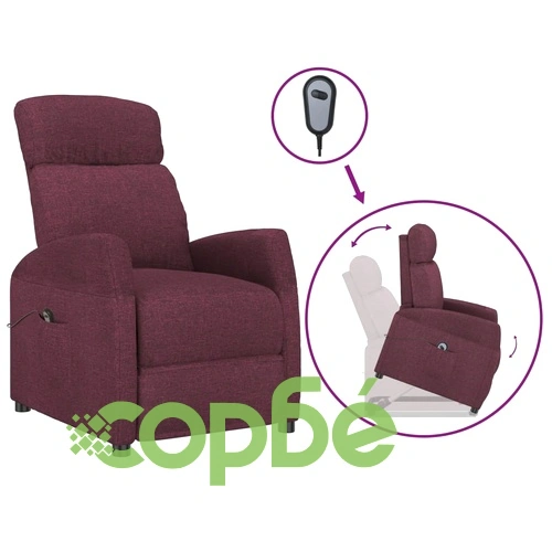 Изправящ стол с електрическо повдигане, лилав, текстил, 65 x 97 x 104,5 см ➤ топ цена ➤ sorbe.bg