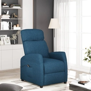 Изправящ Стол с Електрическо Повдигане, Син Текстил, 65x97x104,5 см