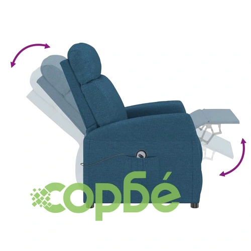 Изправящ Стол с Електрическо Повдигане, Син Текстил, 65x97x104,5 см ➤ топ цена ➤ sorbe.bg