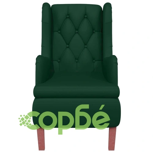 Фотьойл с табуретка, тъмнозелено кадифе, 64x87x99 см ➤ топ цена ➤ sorbe.bg
