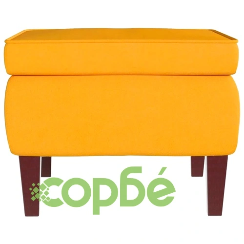 Фотьойл с табуретка от жълто кадифе и крака от каучуково дърво ➤ топ цена ➤ sorbe.bg