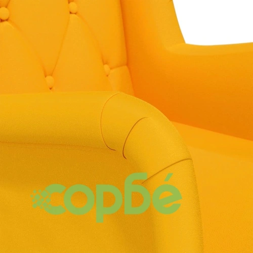 Фотьойл с табуретка от жълто кадифе и крака от каучуково дърво ➤ топ цена ➤ sorbe.bg