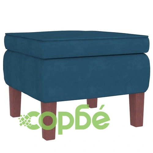 Фотьойл с люлеещи се крака и табуретка от синьо кадифе, 63x86x99 см ➤ топ цена ➤ sorbe.bg