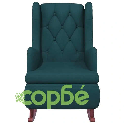 Фотьойл с люлеещи се крака и табуретка от синьо кадифе, 63x86x99 см ➤ топ цена ➤ sorbe.bg