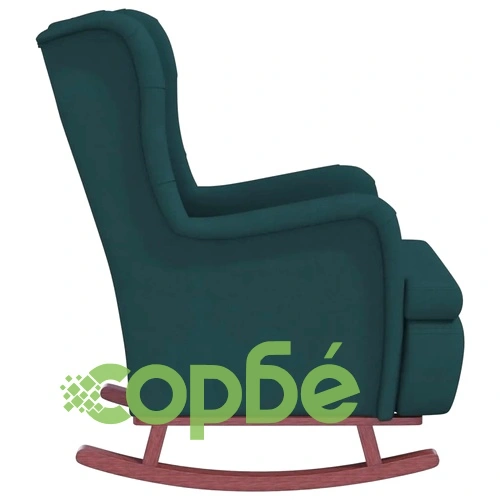 Фотьойл с люлеещи се крака и табуретка от синьо кадифе, 63x86x99 см ➤ топ цена ➤ sorbe.bg