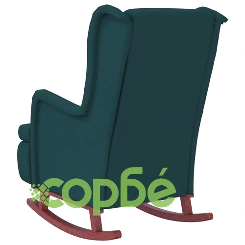 Фотьойл с люлеещи се крака и табуретка от синьо кадифе, 63x86x99 см ➤ топ цена ➤ sorbe.bg