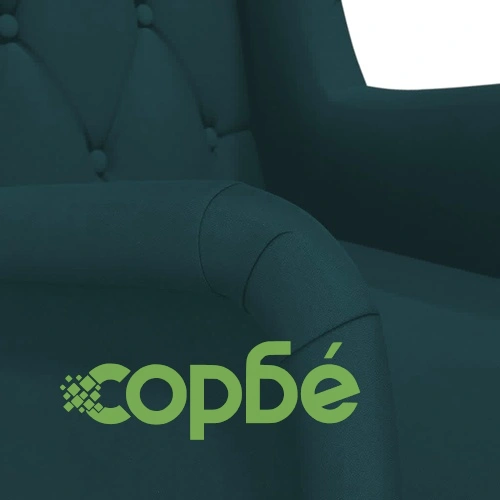 Фотьойл с люлеещи се крака и табуретка от синьо кадифе, 63x86x99 см ➤ топ цена ➤ sorbe.bg