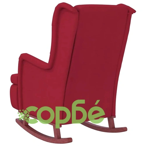 Фотьойл с люлеещи се крака и табуретка, виненочервен, кадифен, 63x86x99 см ➤ топ цена ➤ sorbe.bg