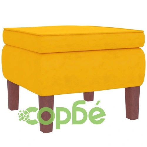 Фотьойл с люлеещи се крака и табуретка от жълто кадифе, 63x86x99 см ➤ топ цена ➤ sorbe.bg